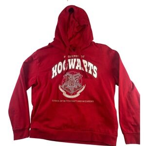 Harry Potter Wizarding World Hogwarts Crest Red Pullover Hoodie Kids Large